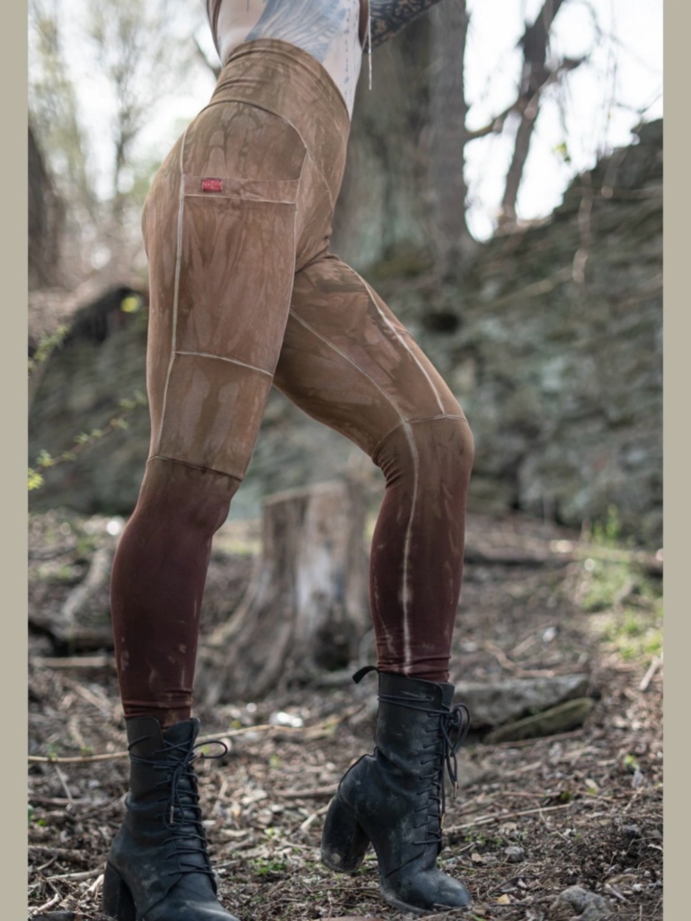 Crossfox lightweight Lucien Pocket Leggings - Medium, tan/brown/black, ooak - Picture 12 of 14